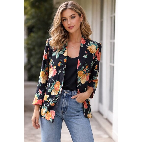 Carole Little Jackets & Blazers - Carole Little jacket lightweight floral blazer 1980s, Vibrant Colors Size L